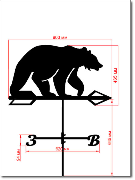 размеры флюгер медведь 1